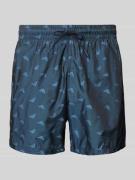 Emporio Armani Relaxed Fit Badeshorts mit Label-Print in Dunkelblau, G...