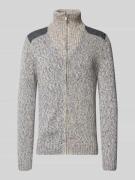 RAGMAN Strickjacke mit gerippten Abschlüssen in Bleu, Größe L