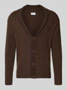 Lindbergh Strickjacke mit Knopfleiste in Dunkelbraun, Größe L