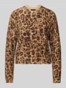 Oui Strickpullover mit gerippten Abschlüssen in Camel, Größe 38