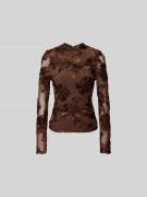 ROTATE Longsleeve mit Zierbesatz in Mittelbraun, Größe 34