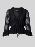 Bardot Regular Fit Bluse aus Mesh mit V-Ausschnitt in Black, Größe 34