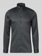 OLYMP No. Six Super Slim Fit Businesshemd aus Baumwoll-Mix in Anthrazi...