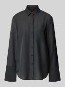 Stefanel Regular Fit Hemdbluse mit Brusttasche in Dunkelgrau, Größe 34
