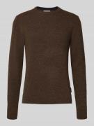 Casual Friday Strickpullover aus Woll-Mix Modell 'KARL' in Dunkelbraun...