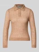 Mango Strickpullover mit Polokragen in Camel, Größe L