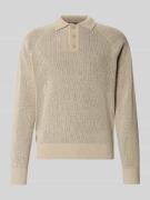 JAKE*S STUDIO MEN Strickpullover mit Polokragen in Beige, Größe L