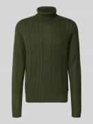 Jack & Jones Rollkragenpullover mit Zopfmuster Modell 'PAUL' in Dunkel...