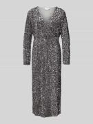 Vila Midikleid mit V-Ausschnitt Modell 'FAITH' in Silber, Größe M