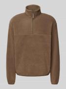 MCNEAL Fleecepullover mit Troyer-Kragen in Mittelbraun, Größe L
