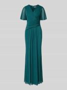 Christian Berg Cocktail Abendkleid mit V-Ausschnitt in Dunkelgruen Mel...