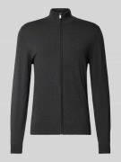 MCNEAL Strickjacke aus Viskose-Mix mit Stehkragen in Dunkelgrau Melang...