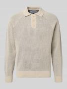 JAKE*S STUDIO MEN Strickpullover mit Polokragen in Ecru, Größe L