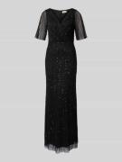 LACE & BEADS Abendkleid mit V-Ausschnitt in Black, Größe L