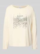 comma Oversized Longsleeve mit Label-Detail in Offwhite, Größe 34