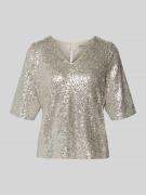 ICHI Blusenshirt mit V-Ausschnitt Modell 'FAUCA' in Beige, Größe L