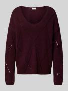 Milano Italy Strickpullover mit Paillettenbesatz in Bordeaux, Größe L