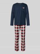 Schiesser Relaxed Fit Pyjama-Set mit Brusttasche in Marine, Größe 48