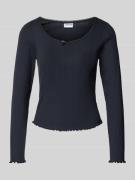 Jake*s Casual Pyjama-Oberteil mit Spitzenbesatz und Wellensaum in Dunk...