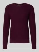 CK Calvin Klein Strickpullover mit gerippten Abschlüssen in Bordeaux, ...