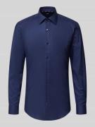 BOSS Slim Fit Businesshemd aus Baumwoll-Mix Modell 'HANK' in Marine, G...