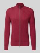 Christian Berg Men Strickjacke mit Reißverschluss in Dunkelrot Melange...