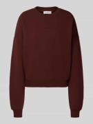 OH APRIL Oversized Sweatshirt mit Label-Stitching in Schoko, Größe L