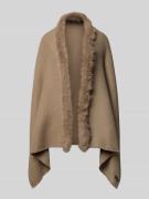 Fraas Poncho mit Kunstfellbesatz in Beige, Größe 1