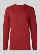 RAGMAN Longsleeve mit geripptem Rundhalsausschnitt in Rot, Größe L