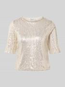 Pieces Shaped Fit T-Shirt mit Paillettenbesatz Modell 'JACK' in Sand, ...