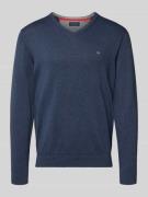 Christian Berg Men Strickpullover mit V-Ausschnitt in Metallic Blue Me...