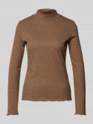 OPUS Longsleeve mit Stehkragen Modell 'Suhanna curly' in Mittelbraun, ...