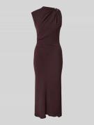 Mango Midikleid mit Raffungen Modell 'JOIA' in Dunkelbraun, Größe XS