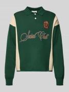 PROHIBITED Strickpullover mit Polokragen und Label-Patch in Dunkelgrue...