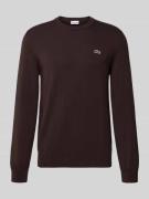 Lacoste Regular Fit Strickpullover aus Baumwoll-Mix in Dunkelbraun, Gr...