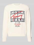 Tommy Jeans Regular Fit Strickpullover aus reiner Baumwolle in Offwhit...