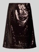 More & More Knielanger Rock mit Pailletten in Dunkelbraun, Größe 34