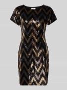 Apricot Knielanges Kleid mit Paillettenbesatz in Black, Größe XL