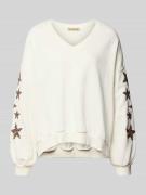 Smith and Soul Oversized Sweatshirt mit V-Ausschnitt in Weiss, Größe L