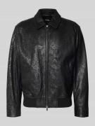 BOSS Regular Fit Lederjacke mit Allover-Muster Modell 'JUZE_CNY' in Bl...