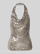 Mango Blusentop mit Neckholder in Silber, Größe L