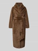 Gina Tricot Mantel aus Kunstfell mit Bindegürtel in Mittelbraun, Größe...