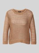 More & More Loose Fit Strickpullover aus Viskose-Leinen-Mix in Sand, G...