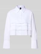 Marc Cain Cropped Hemdbluse mit Knopfleiste in Weiss, Größe 34