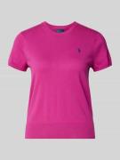 Polo Ralph Lauren Strickshirt mit Logo-Stitching in Pink, Größe S