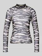 Marc Cain Longsleeve aus Mesh mit Stehkragen in Black, Größe 34