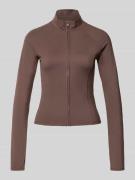 Gina Tricot Slim Fit Sweatjacke mit Stehkragen Modell 'Yoga' in Dunkel...