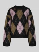 Gina Tricot Strickpullover mit Rundhalsausschnitt Modell 'Argyl' in Bl...