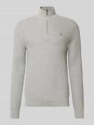 Polo Ralph Lauren Strickpullover mit Label-Stitching in Hellgrau Melan...