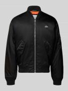 Lacoste Regular Fit Bomberjacke aus Satin in Black, Größe 48